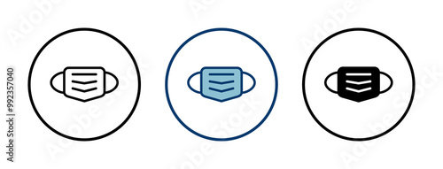 Mask icon vector isolated on white background. Man face with mask icon. Safety breathing masks. Industrial safety N95 mask. Medical mask vector icon.