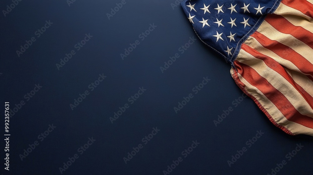 Obraz premium American Flag Corner on Blue Background Patriotic Design