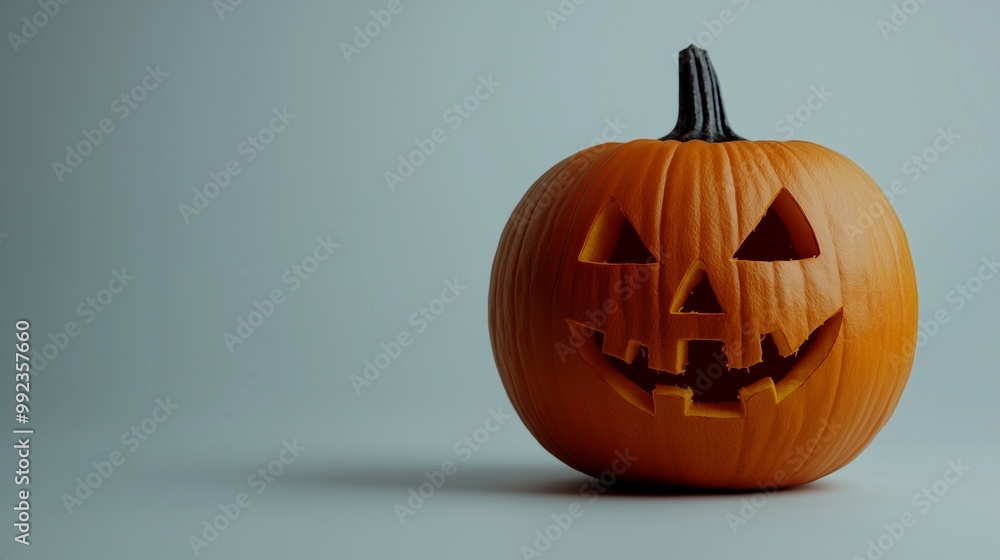 Grinning jack-o-lantern with carved face isolated on white Halloween background Grinning jack-o-lantern with carved face isolated on white Halloween background