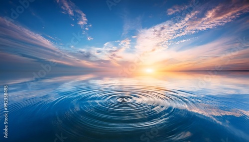 A sereen background featuring concentric water ripples with sky colors soft reflections photo