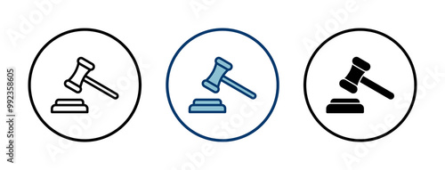 Gavel icon vector isolated on white background. Hammer icon vector. Judge Gavel Auction Icon Vector. Bid
