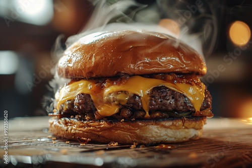 Fototapeta Naklejka Na Ścianę i Meble -  A Delicious and Juicy Burger