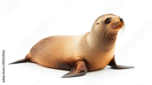 Adorable Seal on White Background - High-Quality Stock Photo of a Cute Marine Animal in Studio Setting