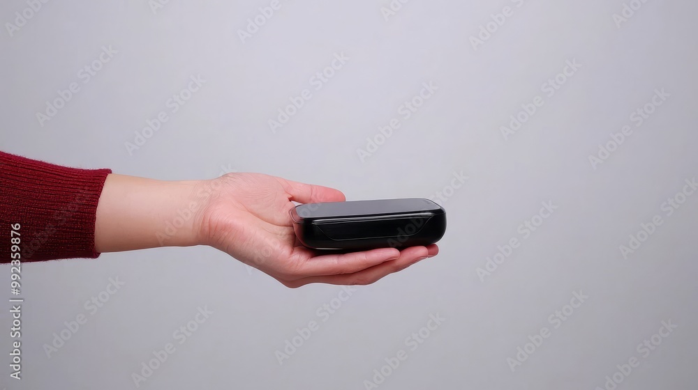 Hand Holding a Small Black Box - Concept of Transactions, Business Deals, and Modern Technology Hand Holding a Small Black Box - Concept of Transactions, Business Deals, and Modern Technology