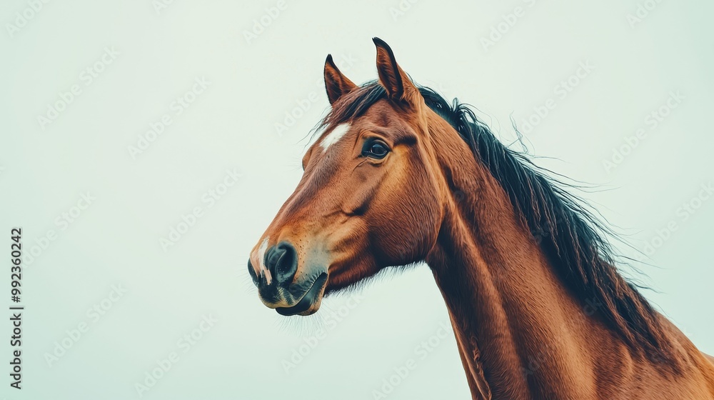 Majestic Brown Horse with Black Mane on White Background - Perfect for Equestrian and Animal-Themed Projects Majestic Brown Horse with Black Mane on White Background - Perfect for Equestrian and Animal-Themed Projects