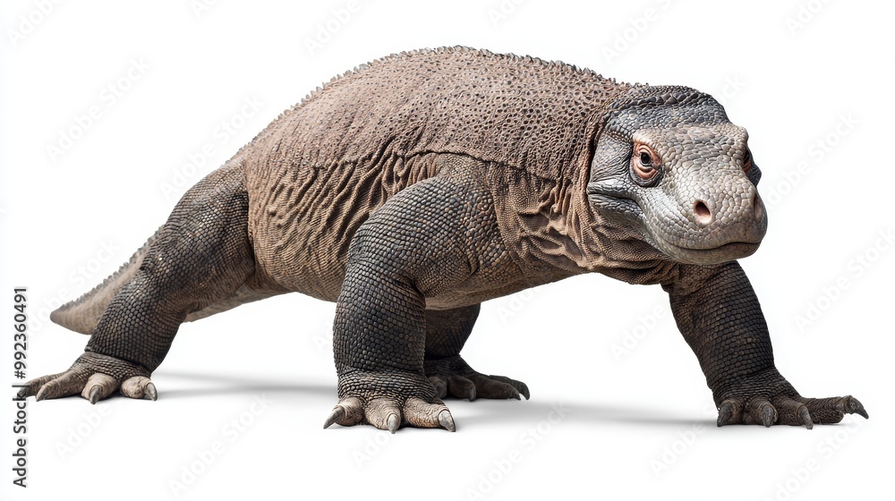 Komodo Dragon on White Background - High-Resolution Image of a Komodo Dragon in a Studio Setting Komodo Dragon on White Background - High-Resolution Image of a Komodo Dragon in a Studio Setting