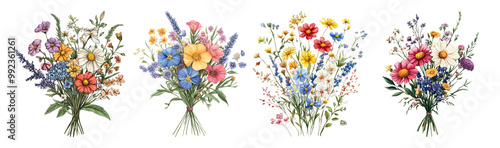 Beautiful Floral Bouquets Collection in Bright Colors