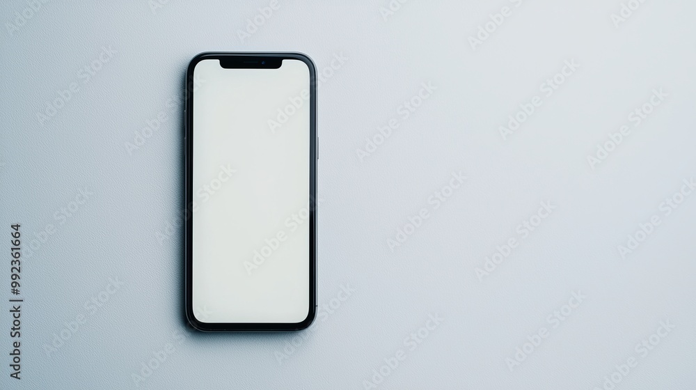 Modern Smartphone with Blank Screen on Minimalist Background for Business Transactions Concept Modern Smartphone with Blank Screen on Minimalist Background for Business Transactions Concept