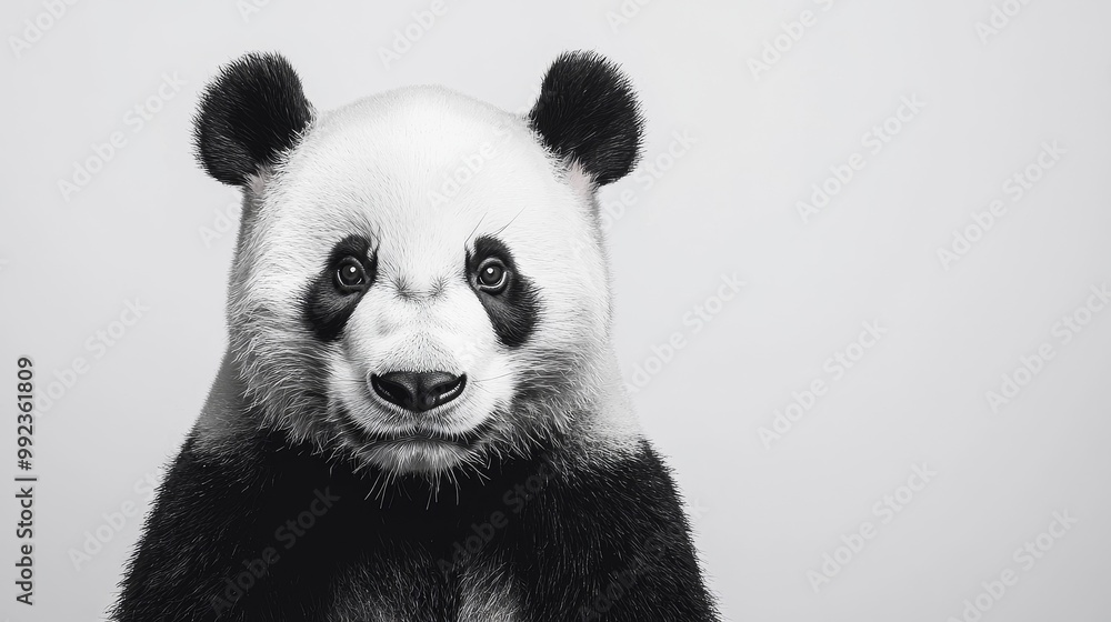 Fototapeta premium Adorable Giant Panda Bear on White Background - High-Resolution Wildlife Photography for Stock Use