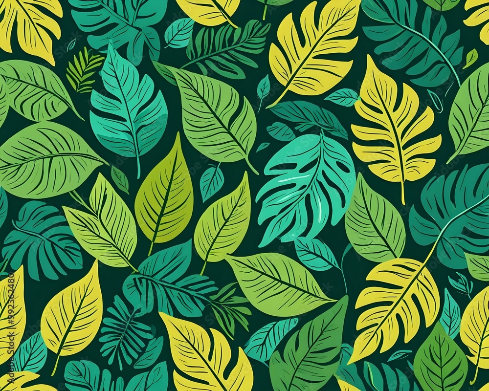 Fototapeta premium Background leaf and nature plant summer decoration. Abstract leave tree and foliage flower illustration concept. Season floral element and green natural art. Flora forest and shape environment