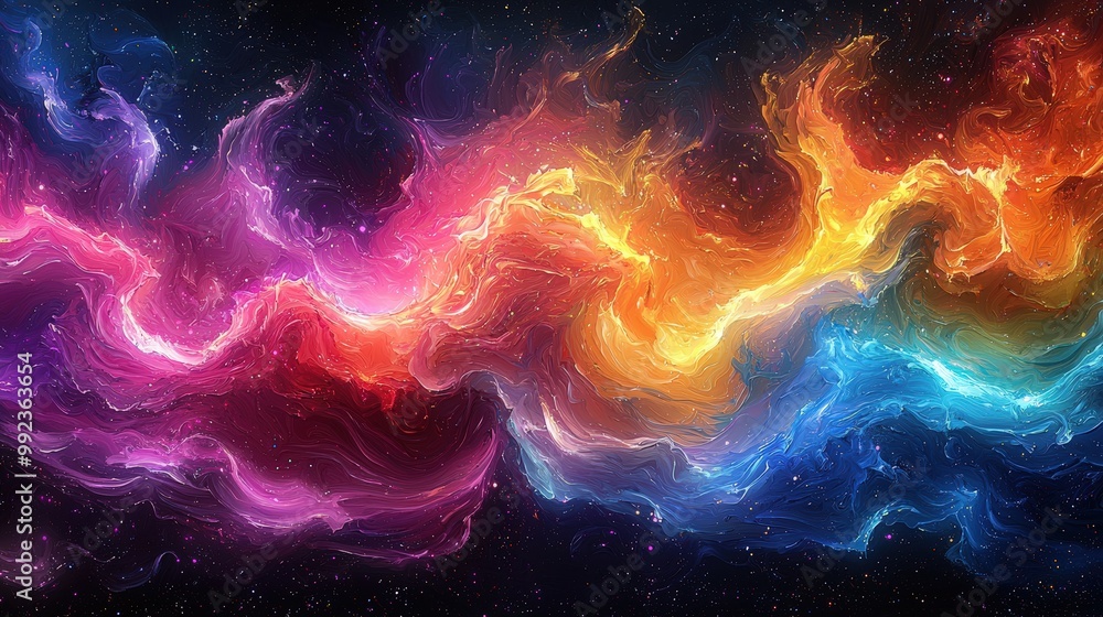 Abstract Cosmic Nebula with Swirling Colors and Stars Abstract Cosmic Nebula with Swirling Colors and Stars
