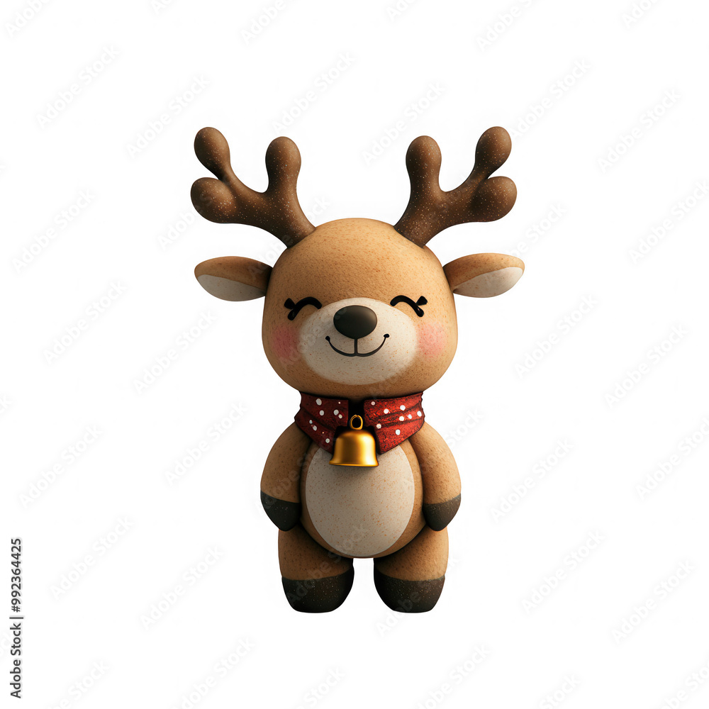 Fototapeta premium A stuffed animal deer with a bell around its neck