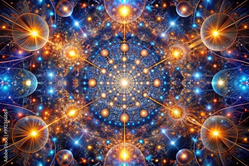 A mesmerizing depiction of the supersymmetric universe, where particles and antiparticles exist in perfect harmony, reflected in a dazzling display of mirrored symmetries and patterns. photo