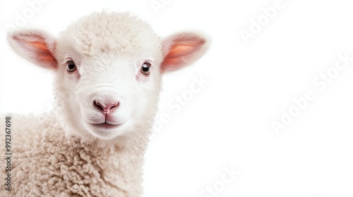 Adorable White Lamb on a Pristine White Background - Perfect for Farm, Animal, and Nature Themes