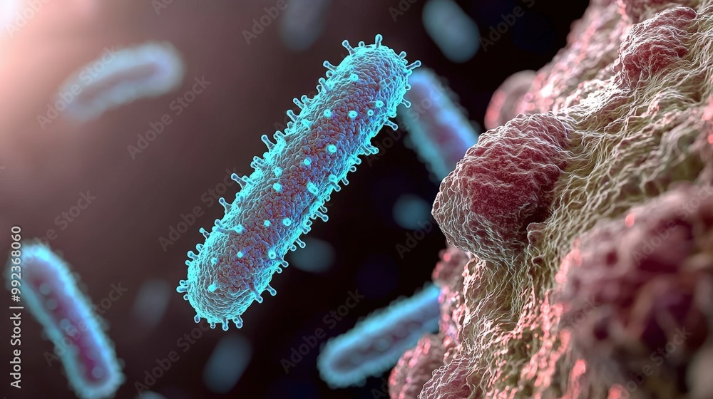 Fototapeta premium D Illustration of Bacteria Attacking a Cell