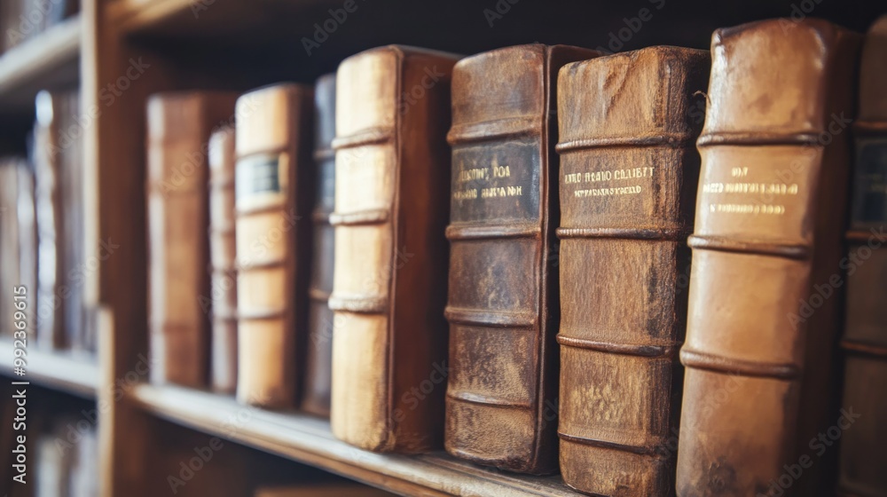 Old Books on a Shelf in a Library