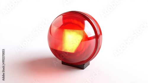 A classic red siren light glowing brightly, isolated against a crisp white background photo