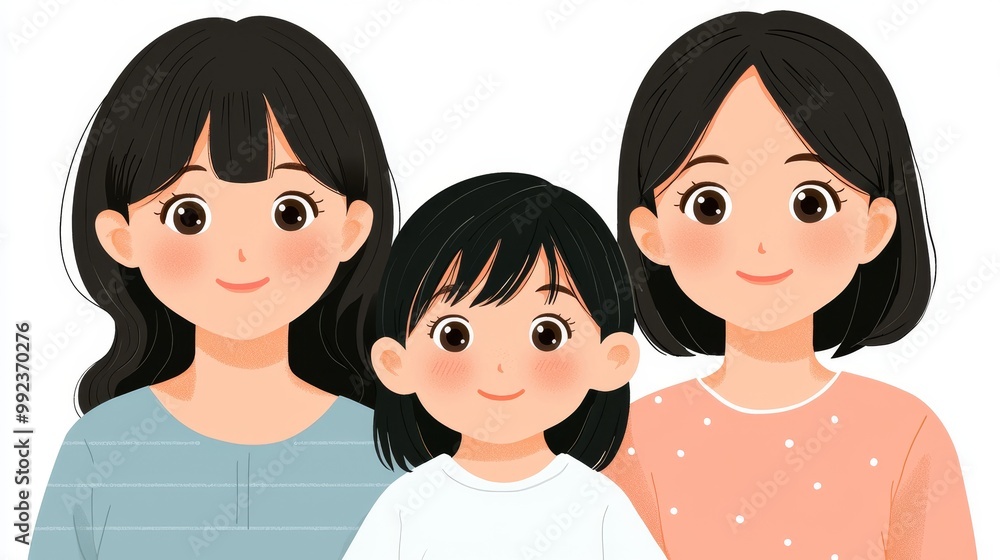 Happy Middle-Class Family Portrait - Smiling Parents and Children in Modern Home Setting Happy Middle-Class Family Portrait - Smiling Parents and Children in Modern Home Setting