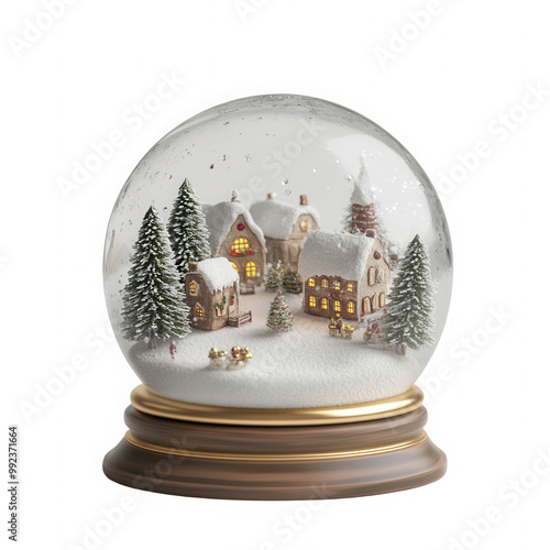 A snow globe with a town in it