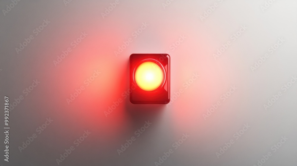 A glowing red emergency siren light, centered on a crisp white backdrop A glowing red emergency siren light, centered on a crisp white backdrop