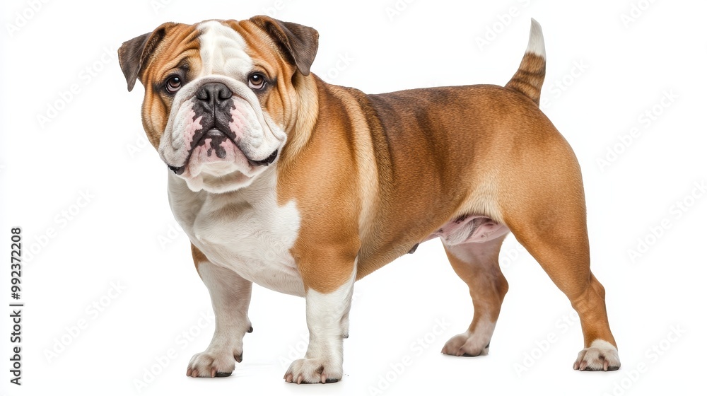 Adorable Bulldog Standing on White Background - Full Body Portrait of a Cute and Sturdy Dog Adorable Bulldog Standing on White Background - Full Body Portrait of a Cute and Sturdy Dog