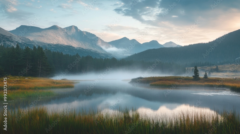 Fototapeta premium Misty Mountain Lake