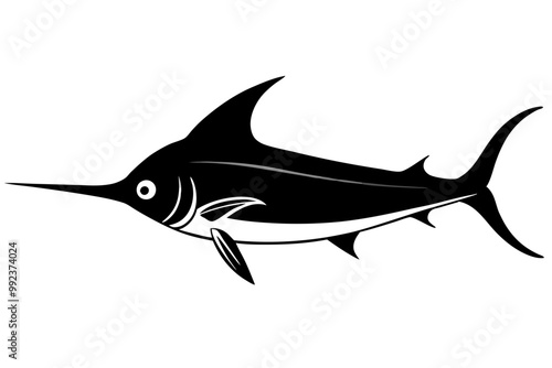 
Marlin sea fish silhouette, marlin fish in different poses, sword fish, vector illustration.