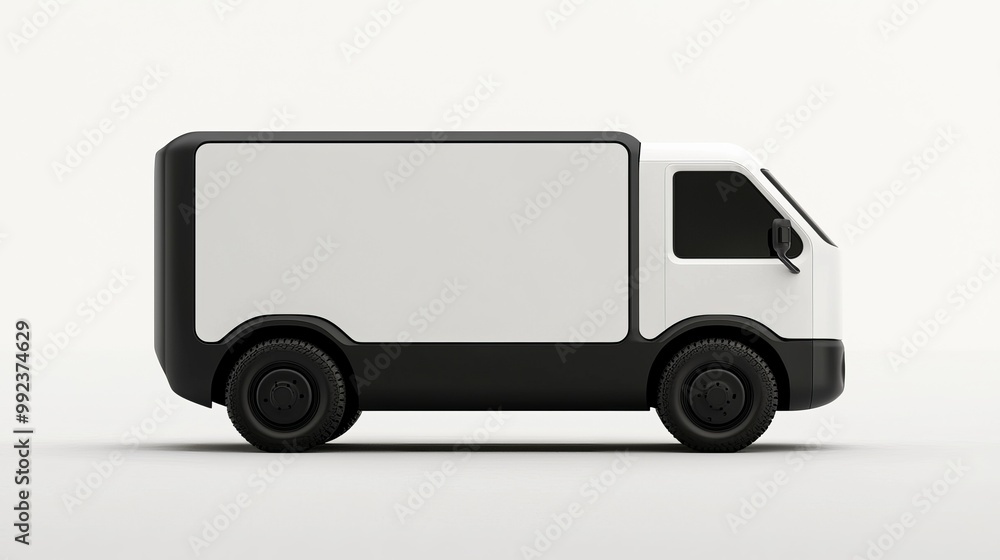 Modern Delivery Van for Logistics and Transportation Services on a White Background Modern Delivery Van for Logistics and Transportation Services on a White Background