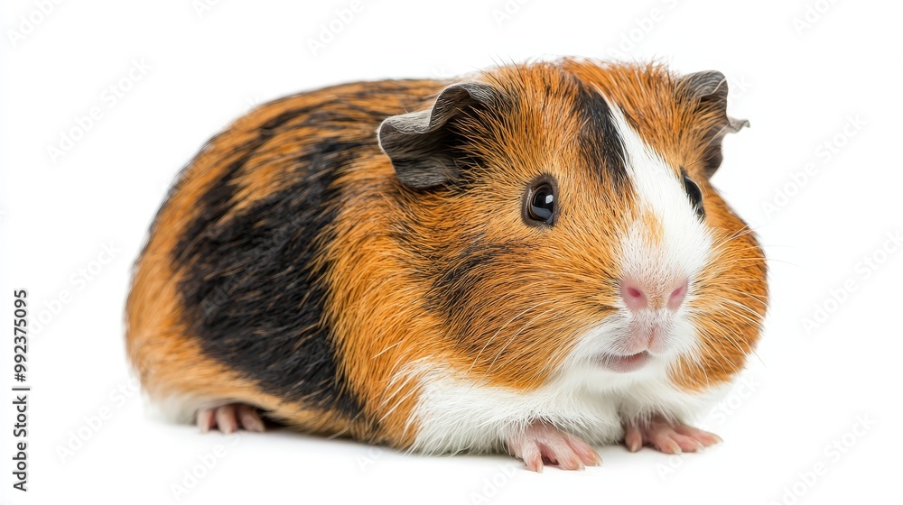 Adorable Guinea Pig on White Background - Cute Pet Animal Stock Photo for Commercial Use Adorable Guinea Pig on White Background - Cute Pet Animal Stock Photo for Commercial Use