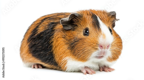 Adorable Guinea Pig on White Background - Cute Pet Animal Stock Photo for Commercial Use