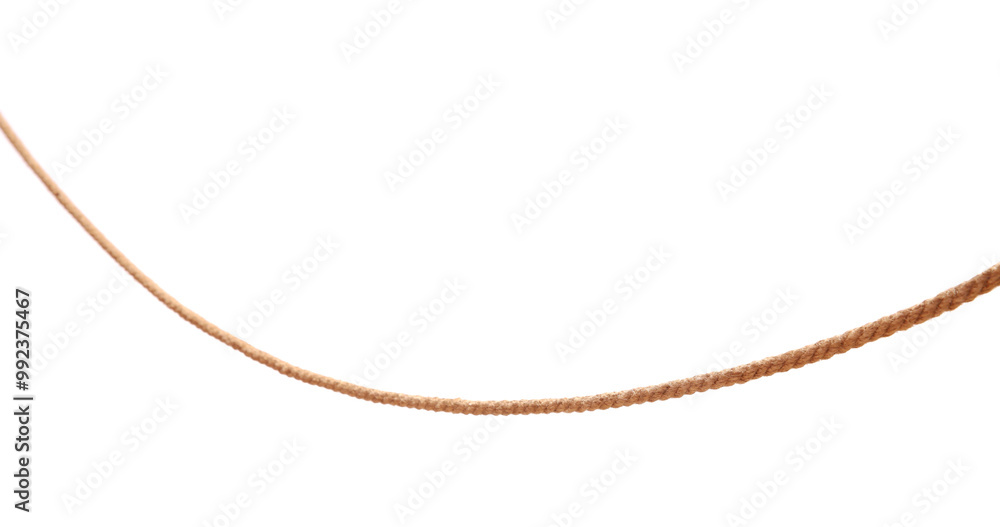 One brown braided rope isolated on white One brown braided rope isolated on white