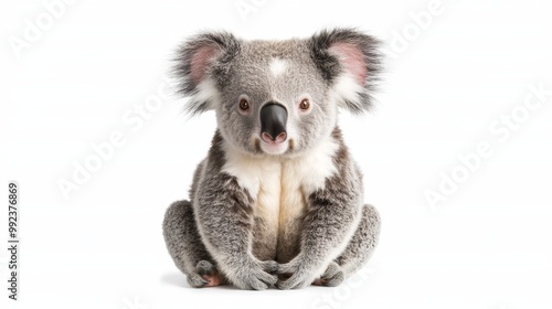Adorable Koala Wearing Clothes on Pastel Background - Cute Animal Fashion Stock Photo for Creative Projects