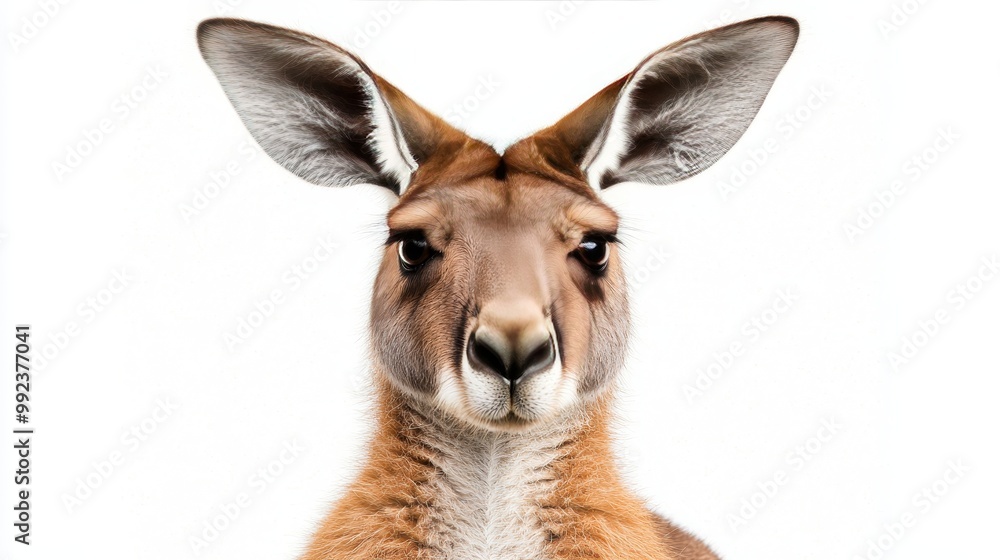 Close-up Portrait of a Kangaroo on White Background - High-Resolution Animal Stock Photo for Wildlife and Nature Projects Close-up Portrait of a Kangaroo on White Background - High-Resolution Animal Stock Photo for Wildlife and Nature Projects
