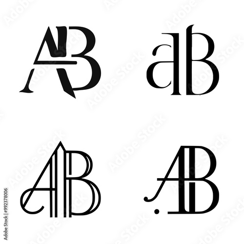 Simple and modern letter "AB" logo with various type-style creating a visually interesting compositions. for your business logo.