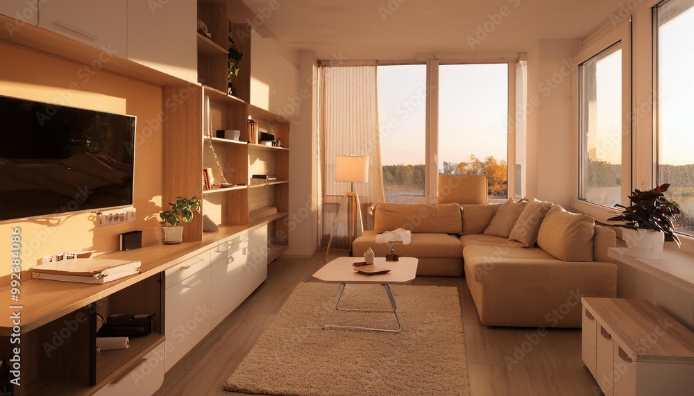 Compact studio apartment with space-saving furniture and multifunctional design Compact studio apartment with space-saving furniture and multifunctional design