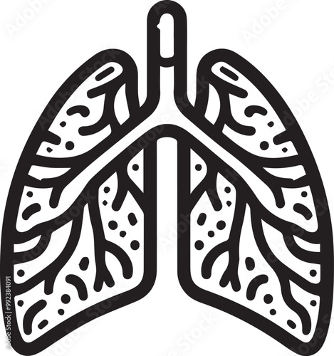 Human Lungs Tailored silhouette simple vector black and white