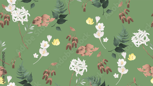 Floral seamless pattern fea...
