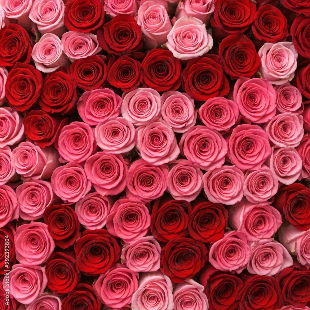 A background filled with pink and red roses. A background filled with pink and red roses.
