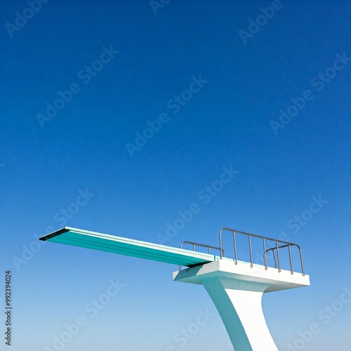 A diving platform against a clear sky.