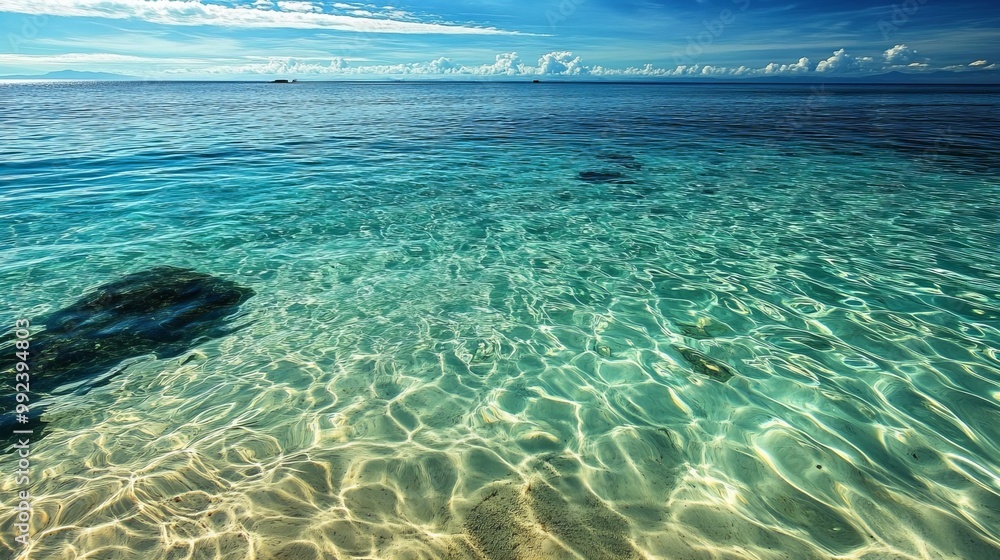 Crystal clear turquoise water with a sandy bottom. Crystal clear turquoise water with a sandy bottom.