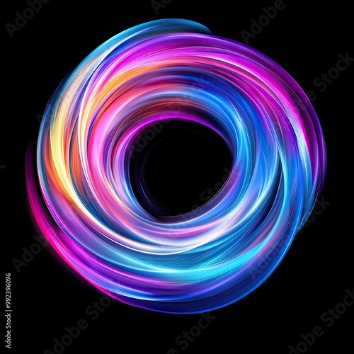 abstract energy waves. Neon iridescent circular constant motion