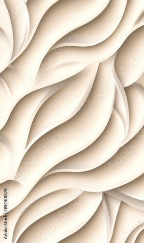 Wallpaper, Mobile Phone Wallpaper Soft Beige Abstract 3D Design with Flowing Shapes