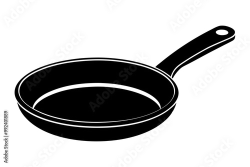 Frypan silhouette vector, Frying pan icon, Skillet silhouette