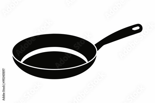 Frypan silhouette vector, Frying pan icon, Skillet silhouette