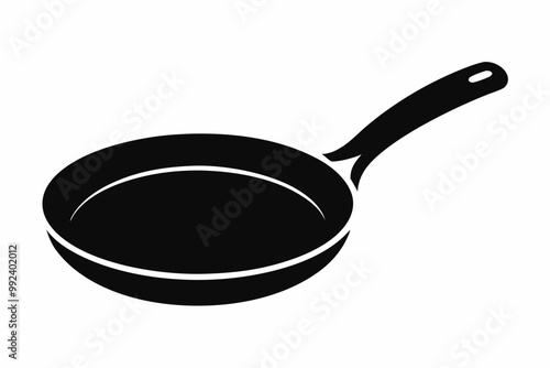 Frypan silhouette vector, Frying pan icon, Skillet silhouette