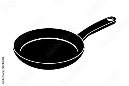 Frypan silhouette vector, Frying pan icon, Skillet silhouette