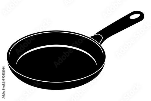 Frypan silhouette vector, Frying pan icon, Skillet silhouette