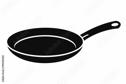 Frypan silhouette vector, Frying pan icon, Skillet silhouette