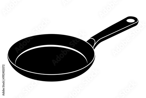 Frypan silhouette vector, Frying pan icon, Skillet silhouette