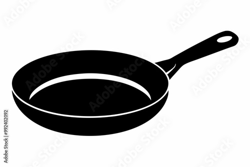 Frypan silhouette vector, Frying pan icon, Skillet silhouette